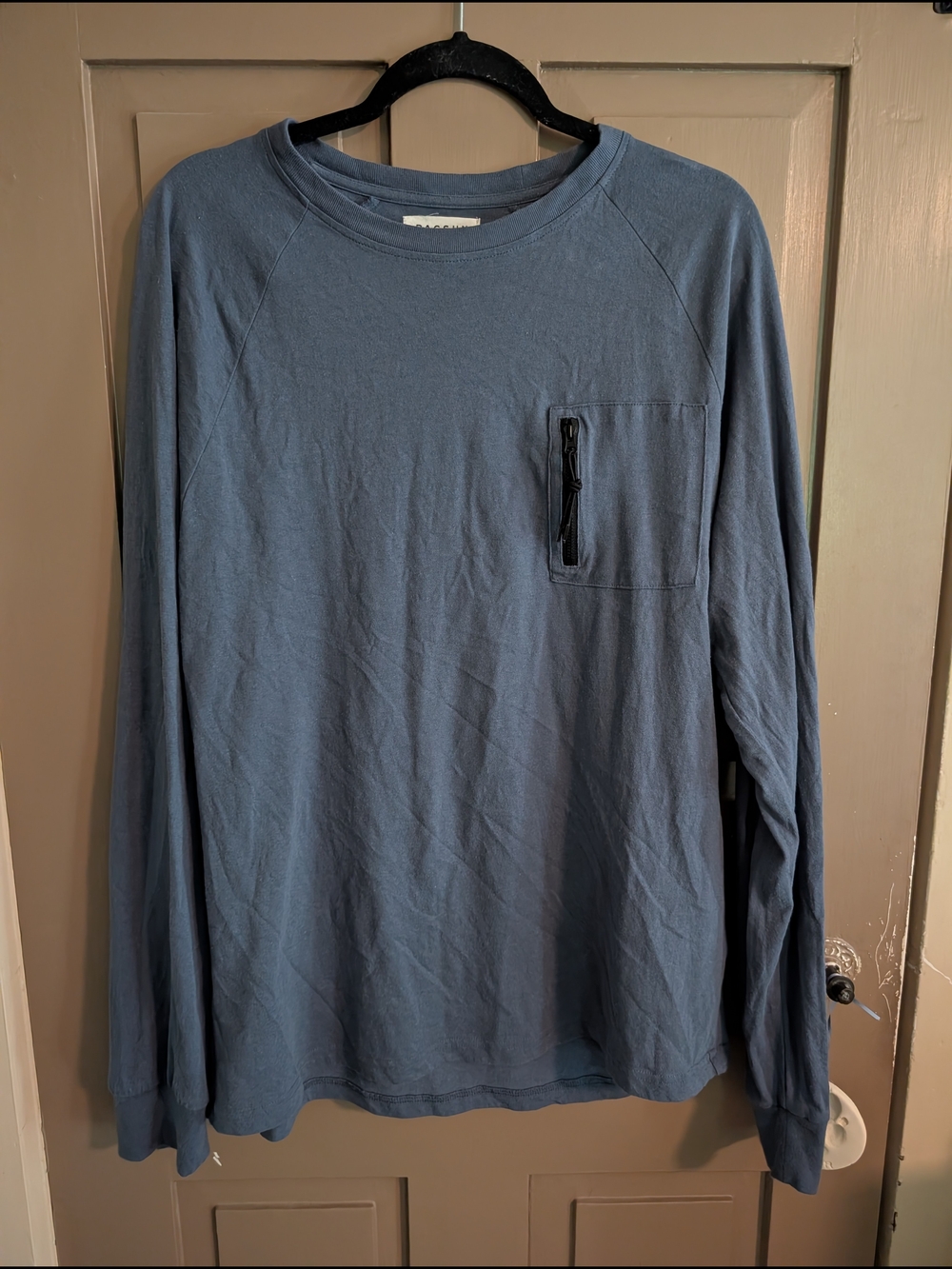 PacSun Men's Long Sleeve Zip Pocket Tee Shirt Slate Blue - Size Large
